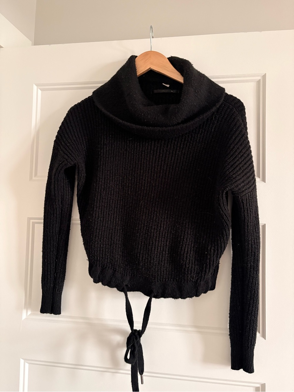 Only Black Cowl Neck Drawstring Sweater